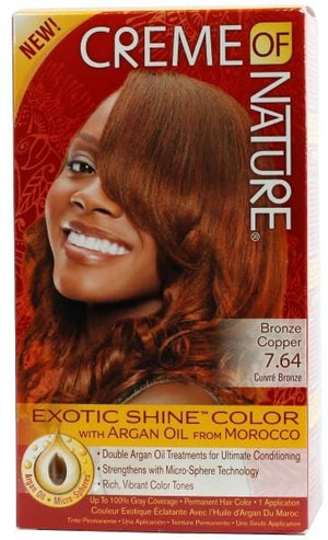 Creme of Nature Hair Color Argan Kit Woman Bronze Copper 7.64