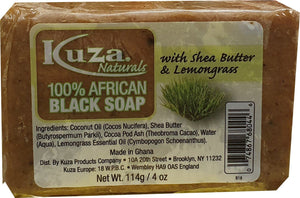 African Black Soap - Kuza Naturals Lemongras 100% African Black Soap 114g