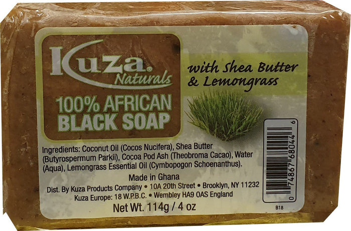 African Black Soap - Kuza Naturals Lemongras 100% African Black Soap 114g