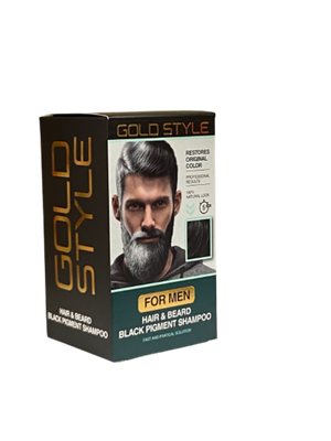 Gold Style Men Hair and Beard Black Pigment Shampoo 10 pieces - Africa Products Shop