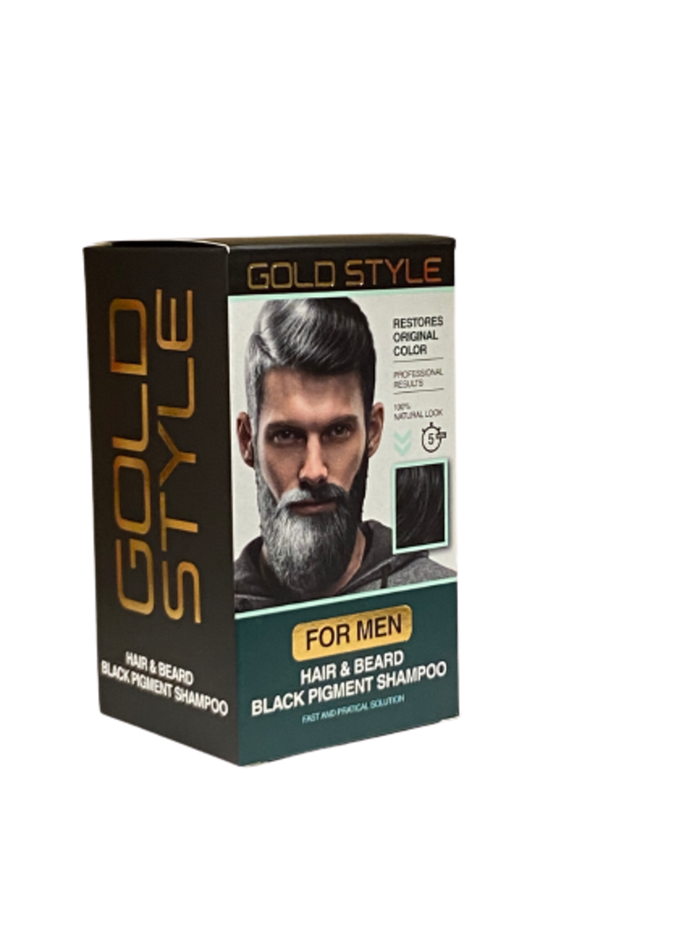 Gold Style Men Hair and Beard Black Pigment Shampoo 10 pieces