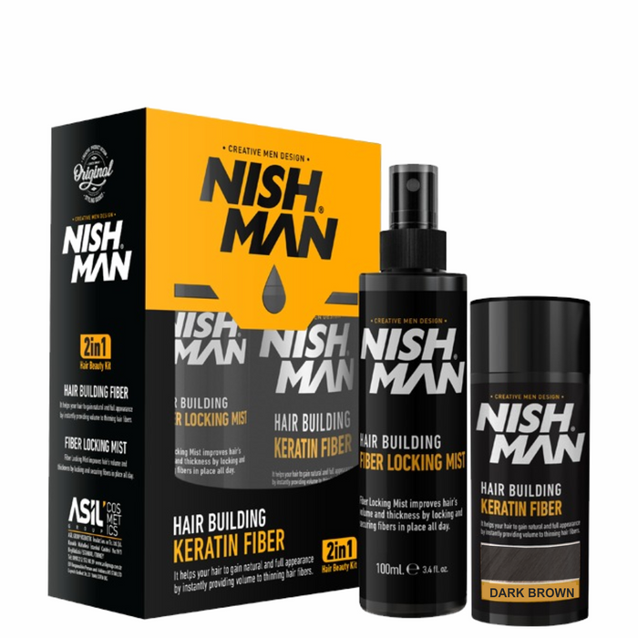 NISHMAN Hair Building Premium Keratin Fiber Haarvezelset 2 in1 zwart